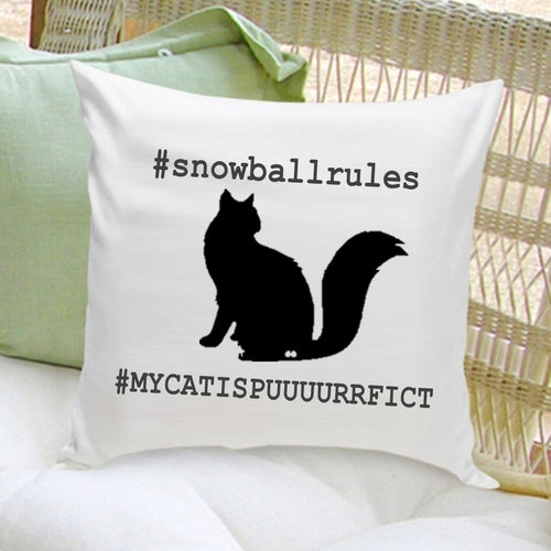 Cat Silhouette Throw Pillow - Hashtag